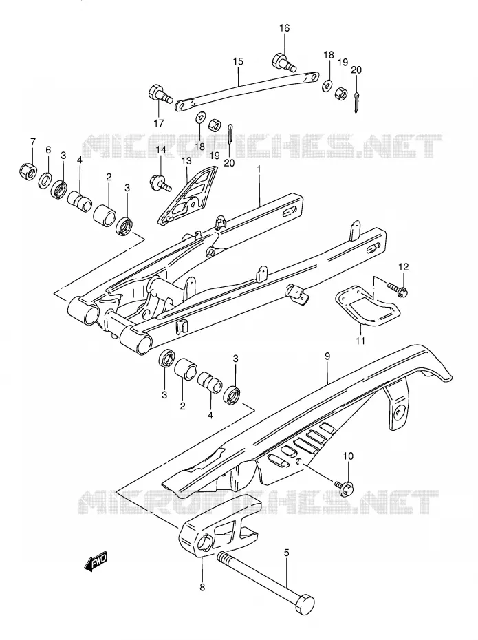 BRAS OSCILLANT ARRIERE (VOIR NOTE) Suzuki MOTO 50 TS-X 1986  TS50XKG(E1)