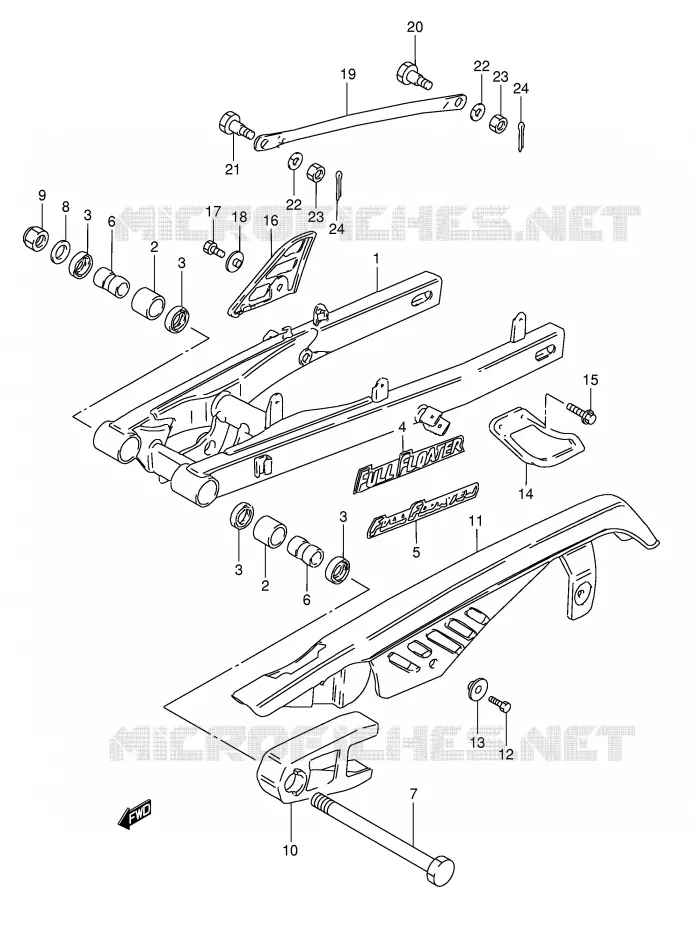 BRAS OSCILLANT ARRIERE (VOIR NOTE) Suzuki MOTO 50 TS-X 1987  TS50XKH(E1)