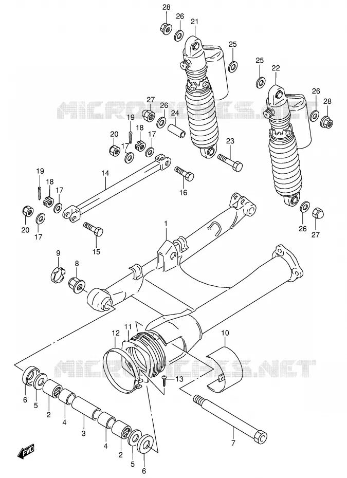 BRAS OSCILLANT ARRIERE (VOIR NOTE) Suzuki MOTO 800 VX 1991  VX800UM(E4)