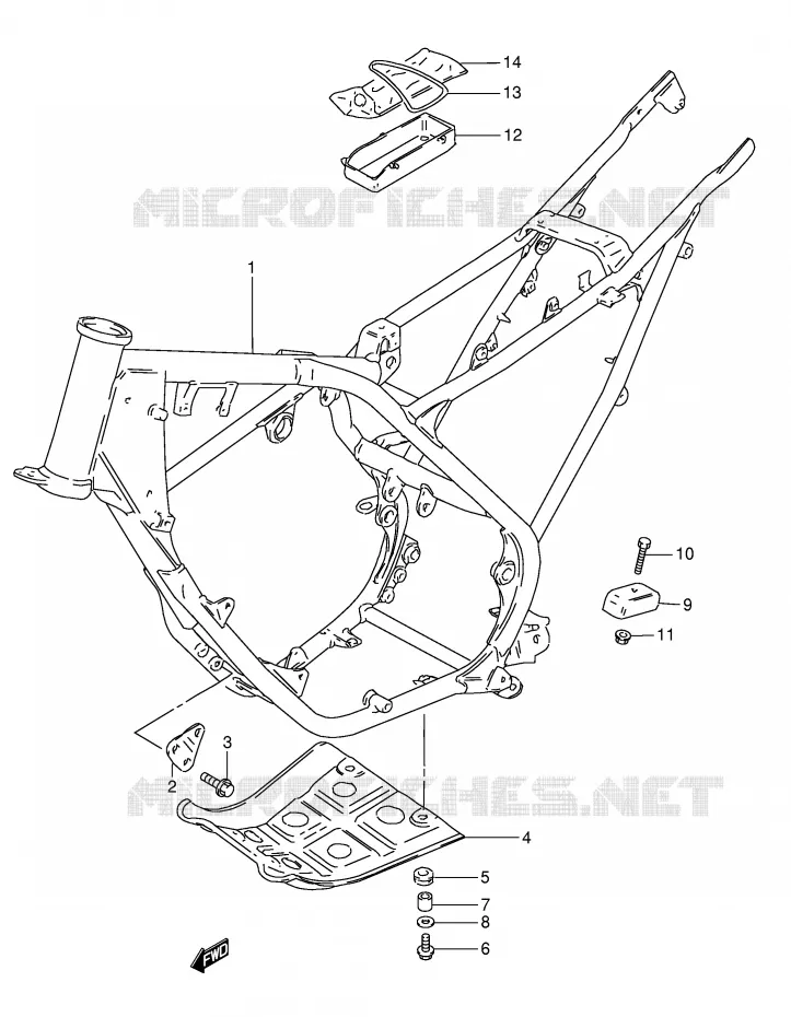 CADRE (MODELE H/J/M/R) Suzuki MOTO 50 TS-X 1988  TS50XKJ(E1)