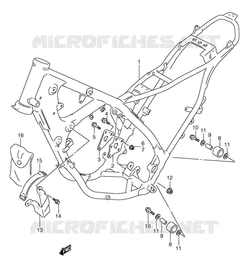 CADRE (MODELE K/L/M/N/P) Suzuki MOTO 125 TS-R 1991  TS125RM(E2)