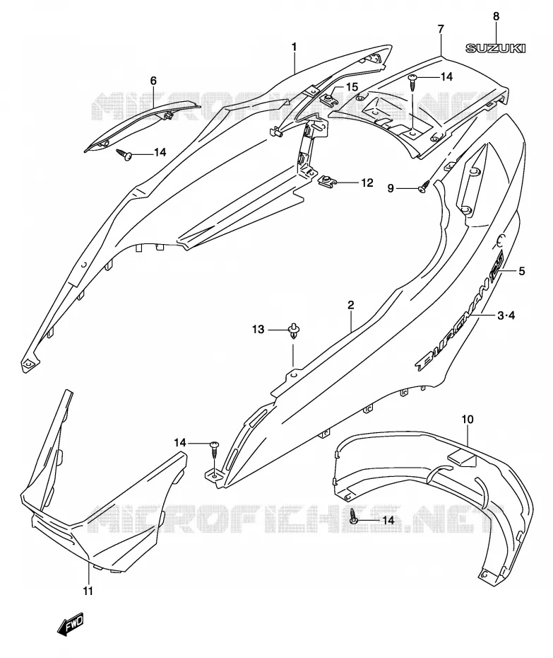 CARENAGES ARRIERE  (MODELE K3) Suzuki SCOOTER 150 BURGMAN 2005  UH150K5(P19)