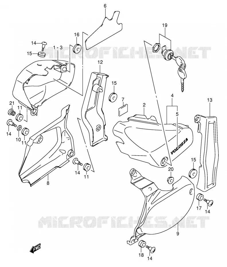 CARENAGES ARRIERE  (MODELE K4) Suzuki MOTO 800 VOLUSIA 2003  VL800ZK3(E2)