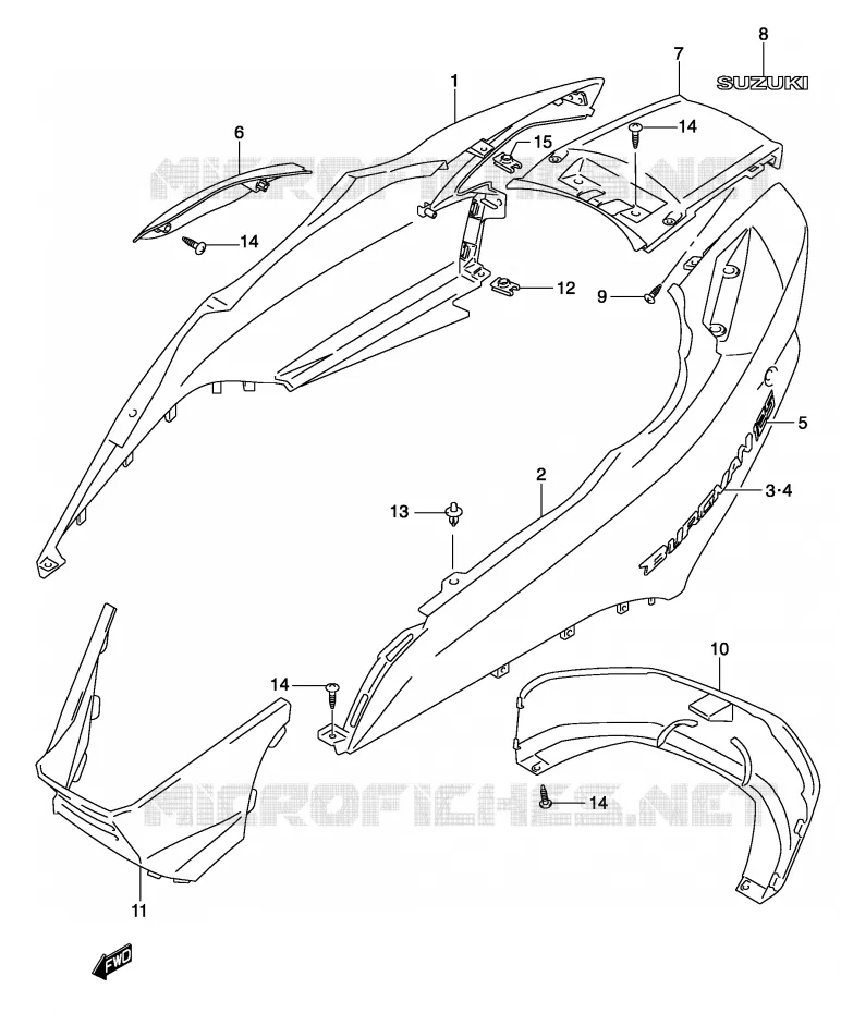 CARENAGES ARRIERE  (MODELE K4) Suzuki SCOOTER 150 BURGMAN 2005  UH150K5(P19)