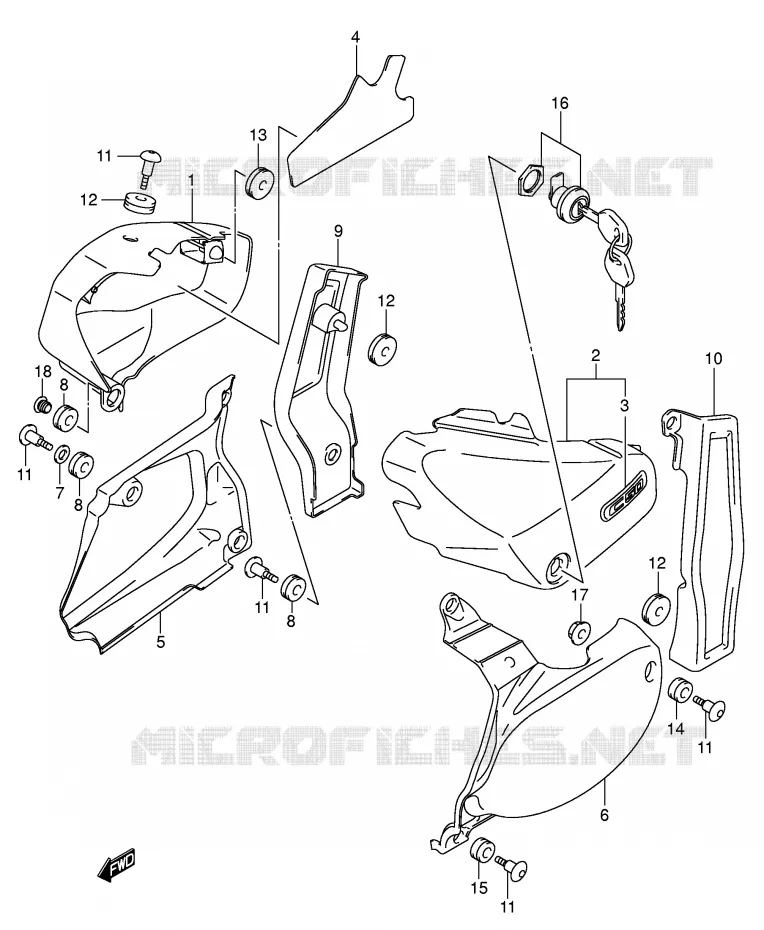 CARENAGES ARRIERE  (MODELE K5) Suzuki MOTO 800 VOLUSIA 2002  VL800K2(E2)