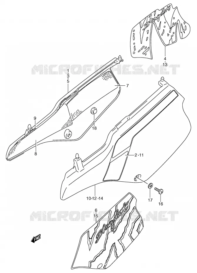 CARENAGES ARRIERE  (MODELE L/M/N) Suzuki MOTO 125 TS-R 1994  TS125RR(E2)