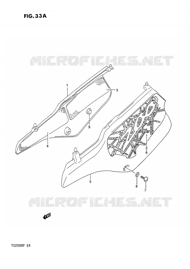 CARENAGES ARRIERE  (MODELE P) Suzuki MOTO 200 TS-R 1992  TS200RN(E4)