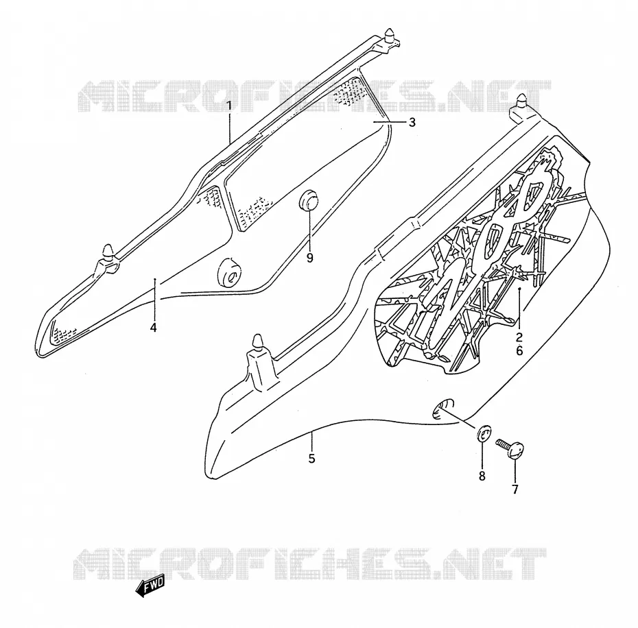CARENAGES ARRIERE  (MODELE P) Suzuki MOTO 200 TS-R 1993  TS200RP(E28)