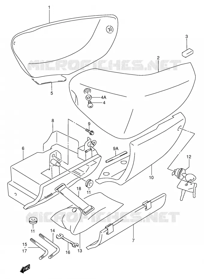 CARENAGES ARRIERE  (MODELE W/X) Suzuki MOTO 1500 INTRUDER 2000  VL1500Y(E2)