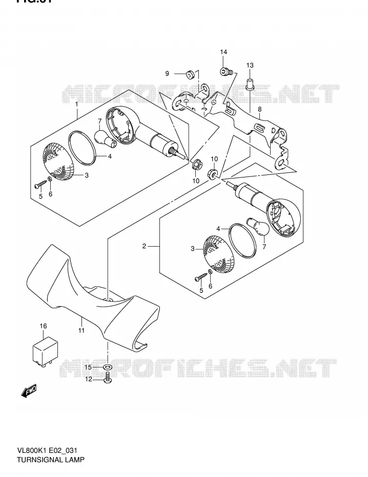CLIGNOTANTS AVANT (MODELE K1/K2/K3) Suzuki MOTO 800 VOLUSIA 2004  VL800ZK4(E2)