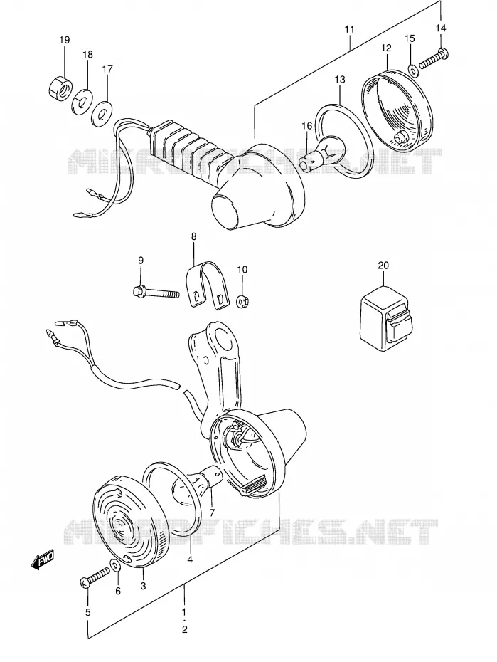 CLIGNOTANTS (E22) Suzuki MOTO 50 TS-X 1988  TS50XKJ(E1)