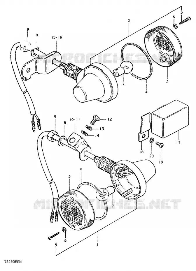 CLIGNOTANTS (E4, E21) Suzuki MOTO 250 TS-ER 1992  TS250ERN