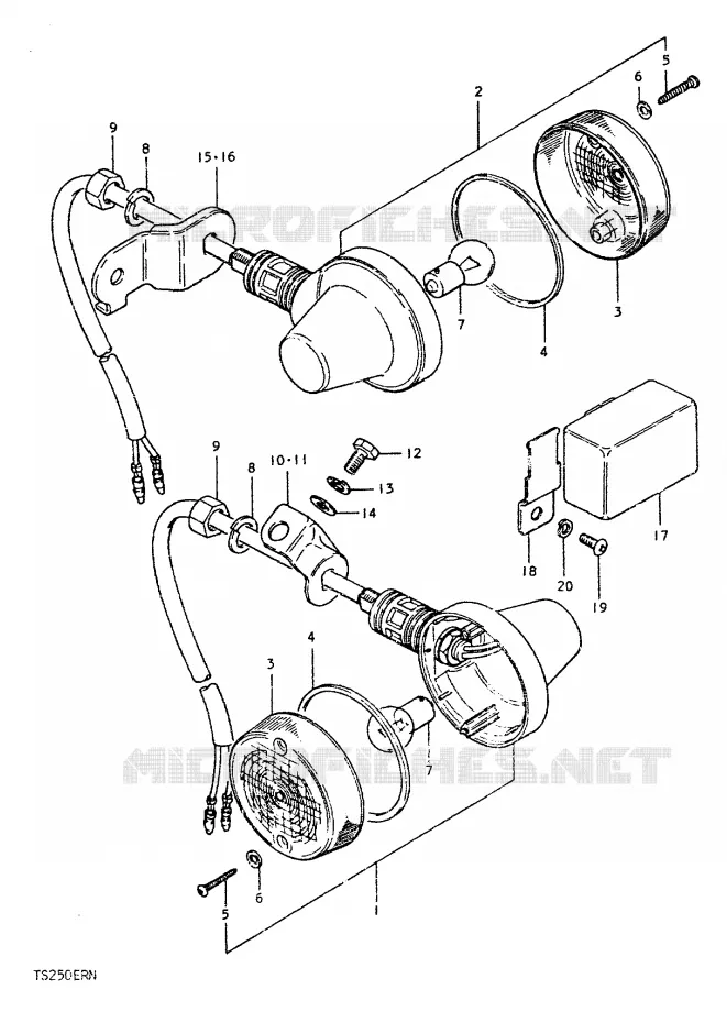CLIGNOTANTS Suzuki MOTO 250 TS-ER 1992  TS250ERN