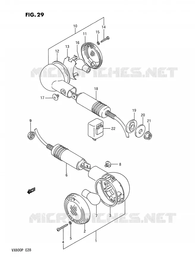 CLIGNOTANTS Suzuki MOTO 800 VX 1993  VX800P(E28)