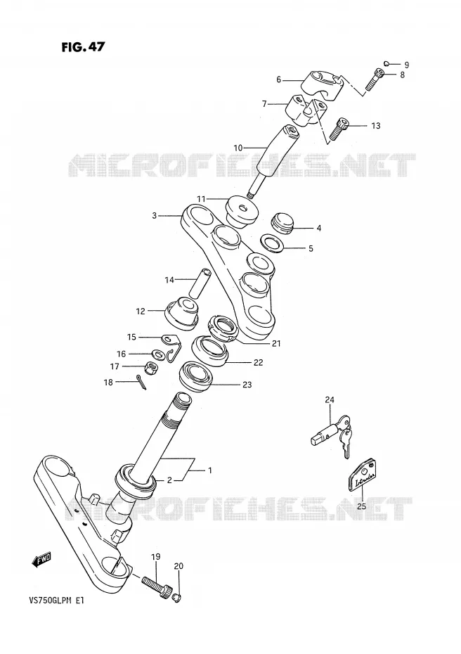 COLONNE DE DIRECTION (MODELE F/G) Suzuki MOTO 750 INTRUDER 1987  VS750GLFH(E1)