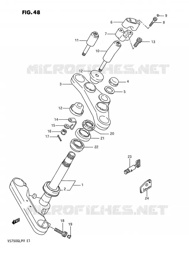 COLONNE DE DIRECTION (MODELE H) Suzuki MOTO 750 INTRUDER 1990  VS750GLFL(E1)
