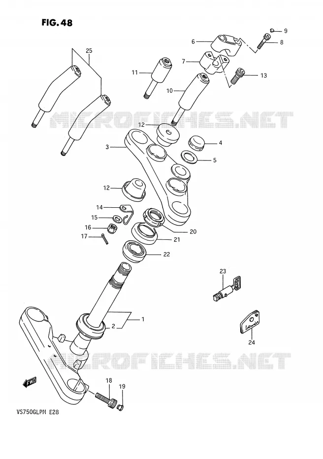 COLONNE DE DIRECTION (MODELE H) Suzuki MOTO 750 INTRUDER 1991  VS750GLPM(E28)