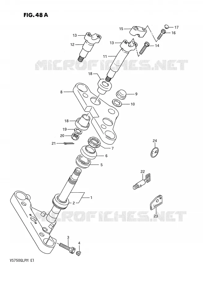COLONNE DE DIRECTION (MODELE J/K/L/M) Suzuki MOTO 750 INTRUDER 1990  VS750GLPL(E1)