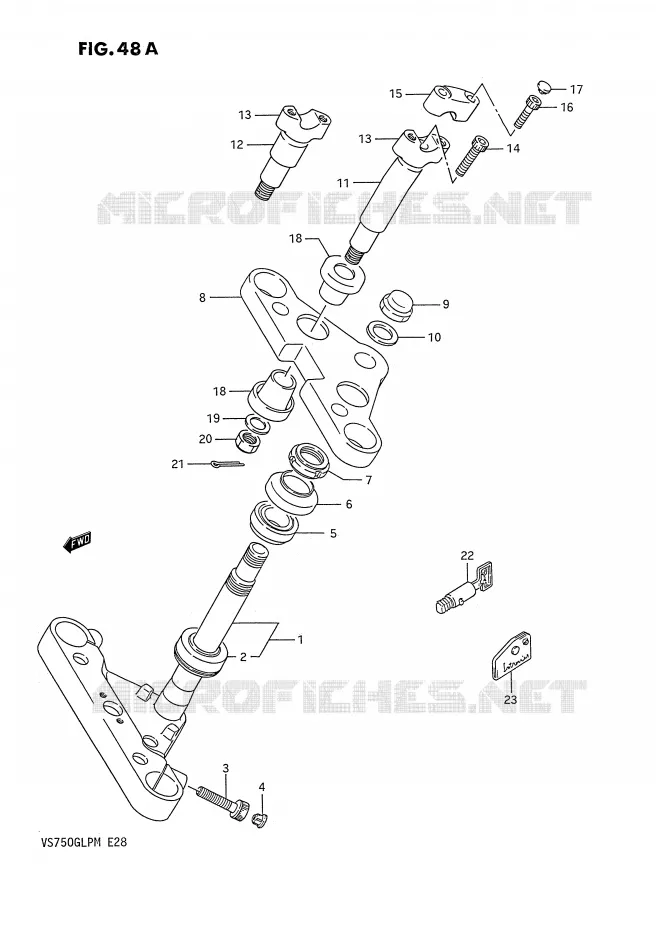 COLONNE DE DIRECTION (MODELE J/K/L/M) Suzuki MOTO 750 INTRUDER 1991  VS750GLPM(E28)