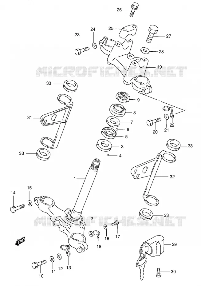 COLONNE DE DIRECTION (P9) Suzuki MOTO 185 TS-ER 1996  TS185ERT(E1)