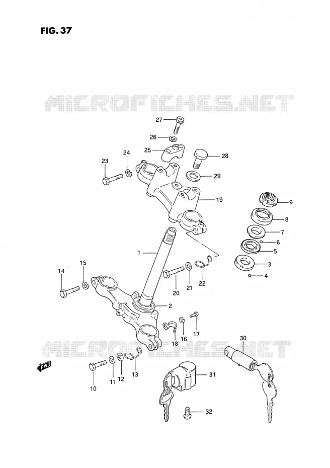 COLONNE DE DIRECTION Suzuki MOTO 185 TS-ER 1992  TS185ERN(E24)