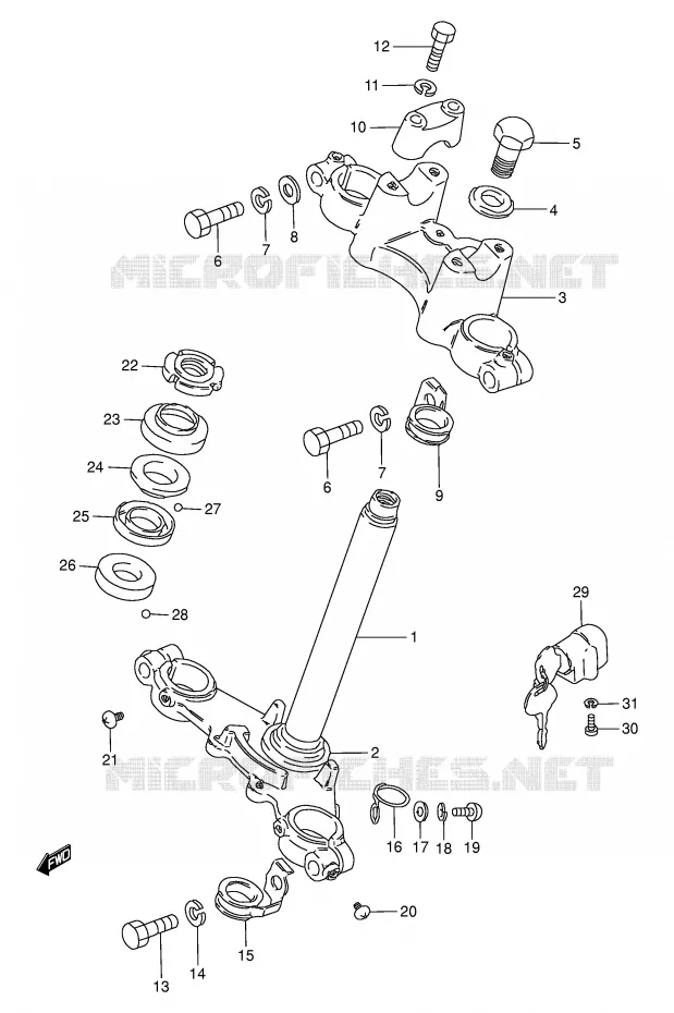 COLONNE DE DIRECTION Suzuki MOTO 50 TS-W 1995  TS50WS(E6)