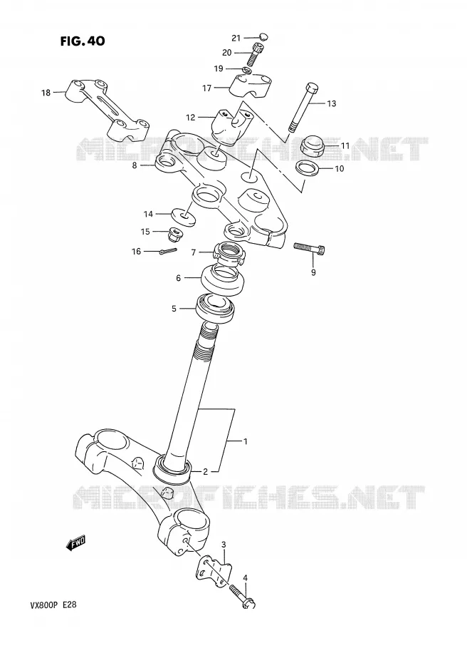 COLONNE DE DIRECTION Suzuki MOTO 800 VX 1992  VX800N(E28)