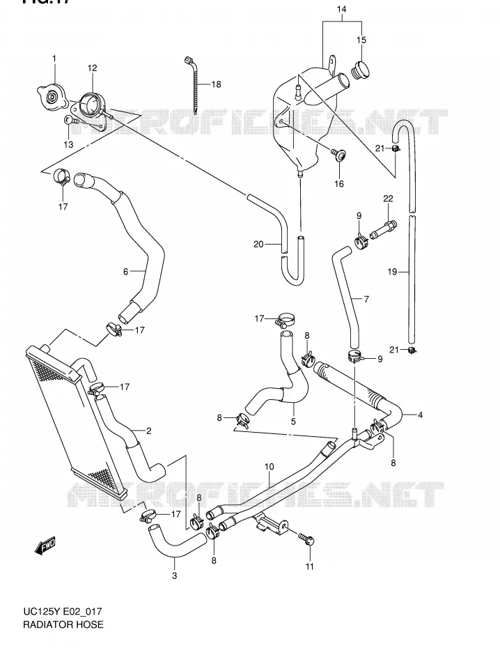 DURITE DE RADIATEUR Suzuki SCOOTER 125 EPICURO 1999  UC125UX(E2)