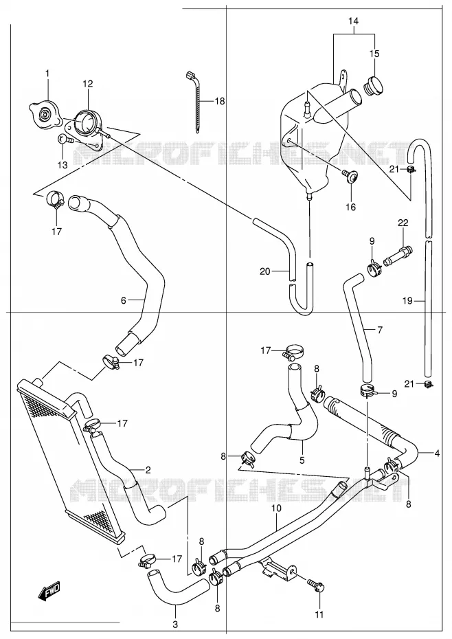DURITE DE RADIATEUR Suzuki SCOOTER 150 EPICURO 1999  UC150X(E34)