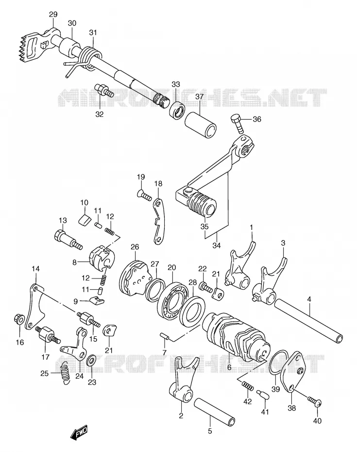 ENSEMBLE DE SELECTION DE VITESSES Suzuki MOTO 125 TS-R 1994  TS125RR(E2)