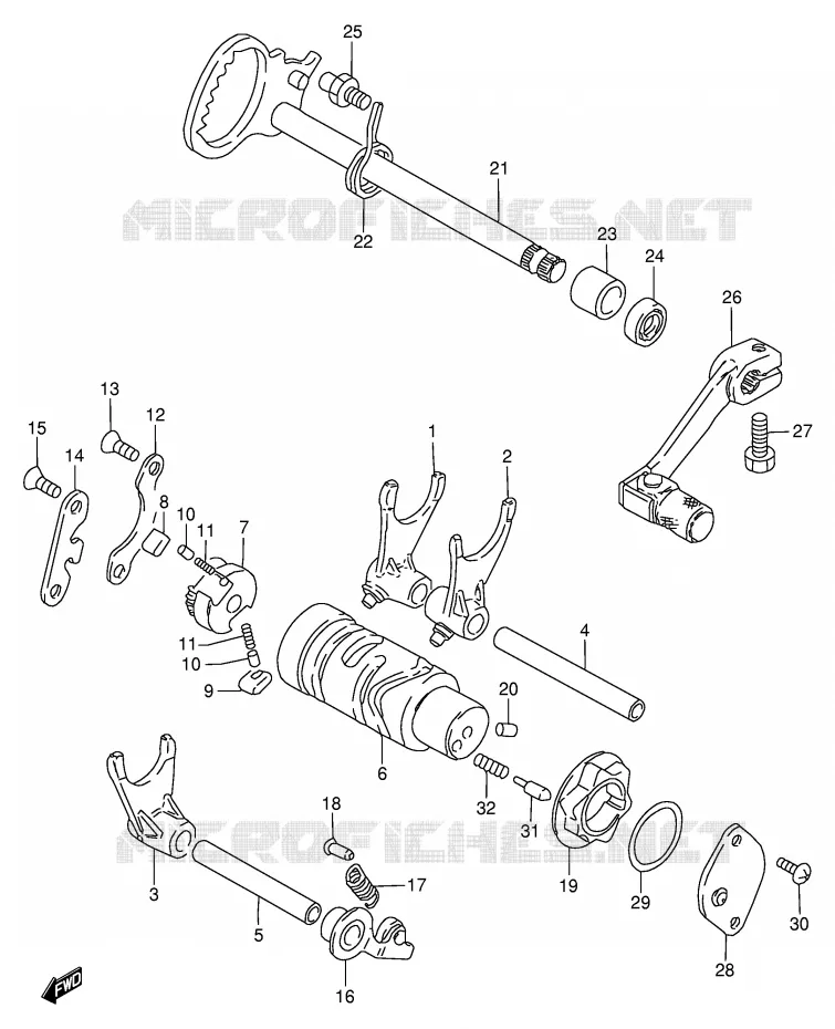 ENSEMBLE DE SELECTION DE VITESSES Suzuki MOTO 50 TS-W 1995  TS50WS(E6)