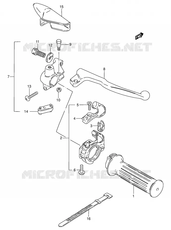 ENSEMBLE LEVIER - COMMODO DROIT Suzuki MOTO 50 TS-W 1985  TS50WF(E6)
