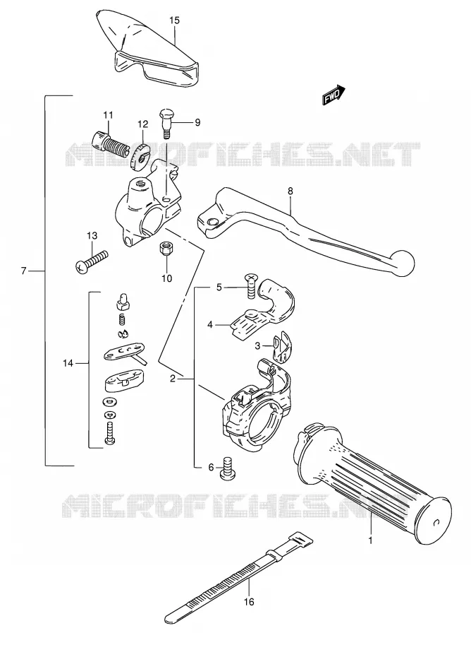 ENSEMBLE LEVIER - COMMODO DROIT Suzuki MOTO 50 TS-X 1991  TS50XKM(E1)