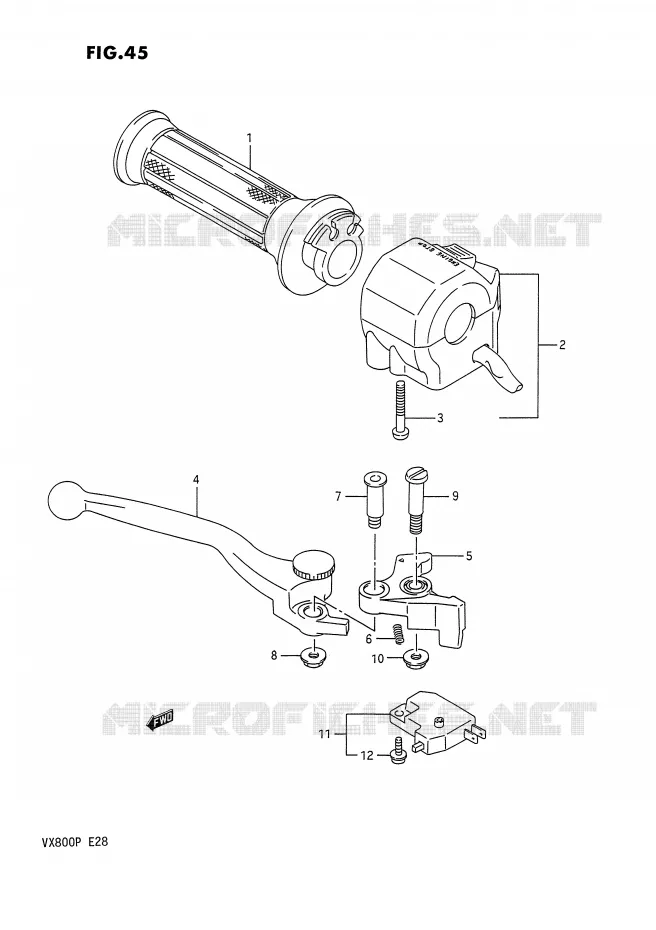 ENSEMBLE LEVIER - COMMODO DROIT Suzuki MOTO 800 VX 1991  VX800M(E28)
