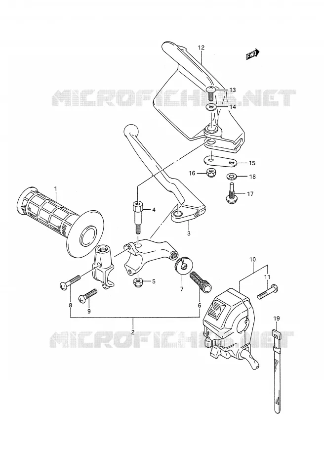 ENSEMBLE POIGNEE GAUCHE Suzuki MOTO 200 TS-R 1993  TS200RP(E28)