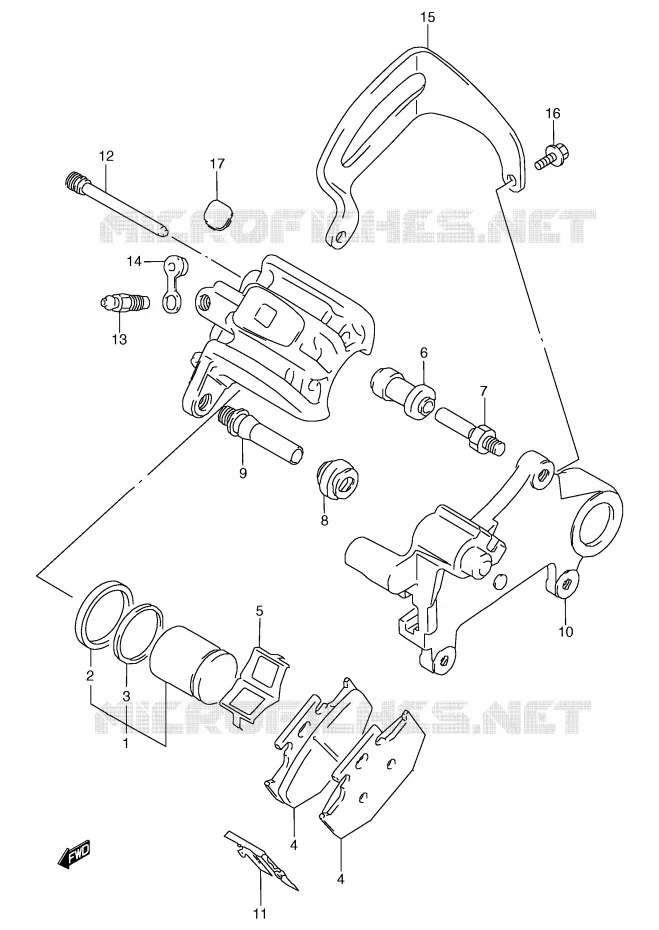 ETRIER DE FREIN ARRIERE (MODELE L/M/N/P) Suzuki MOTO 125 TS-R 1991  TS125RM(E2)