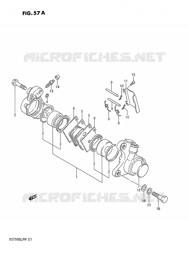 ETRIER DE FREIN AVANT (MODELE H) Suzuki MOTO 750 INTRUDER 1986  VS750GLPG(E1)