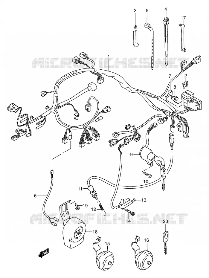FAISCEAU ELECTRIQUE (MODELE W/X) Suzuki MOTO 1500 INTRUDER 2000  VL1500Y(E2)