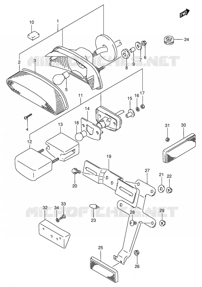 FEU ARRIERE (MODELE P/R) Suzuki MOTO 800 VX 1993  VX800UP(E4)