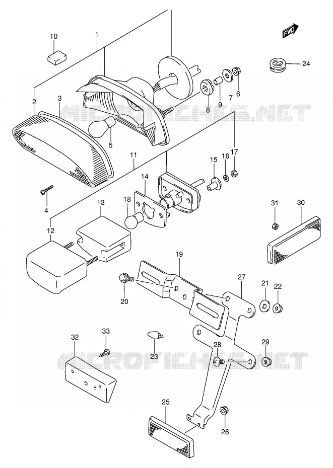 FEU ARRIERE (MODELE T) Suzuki MOTO 800 VX 1991  VX800UM(E4)