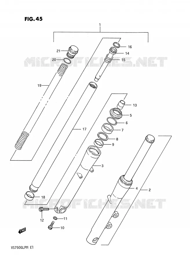 FOURCHE AVANT (MODELE F/G) Suzuki MOTO 750 INTRUDER 1988  VS750GLPJ(E1)