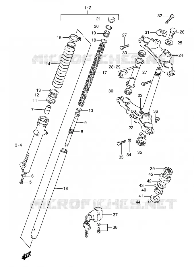 FOURCHE AVANT (MODELE R P9) Suzuki MOTO 125 TS-ER 1994  TS125ERCR(E1)