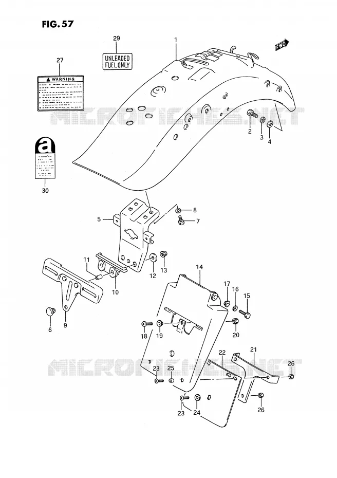 GARDE BOUE ARRIERE (MODELE H/J/K/L/M/N/P/R) Suzuki MOTO 1400 INTRUDER 1987  VS1400GLPH(E2)
