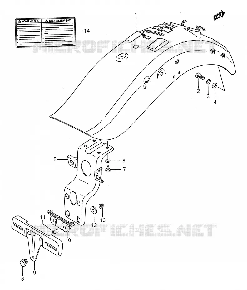 GARDE BOUE ARRIERE Suzuki MOTO 1400 INTRUDER 1994  VS1400GLPR(E28)
