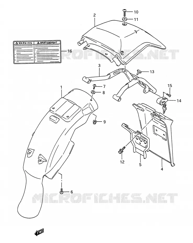 GARDE BOUE ARRIERE Suzuki MOTO 200 TS-R 1993  TS200RP(E28)