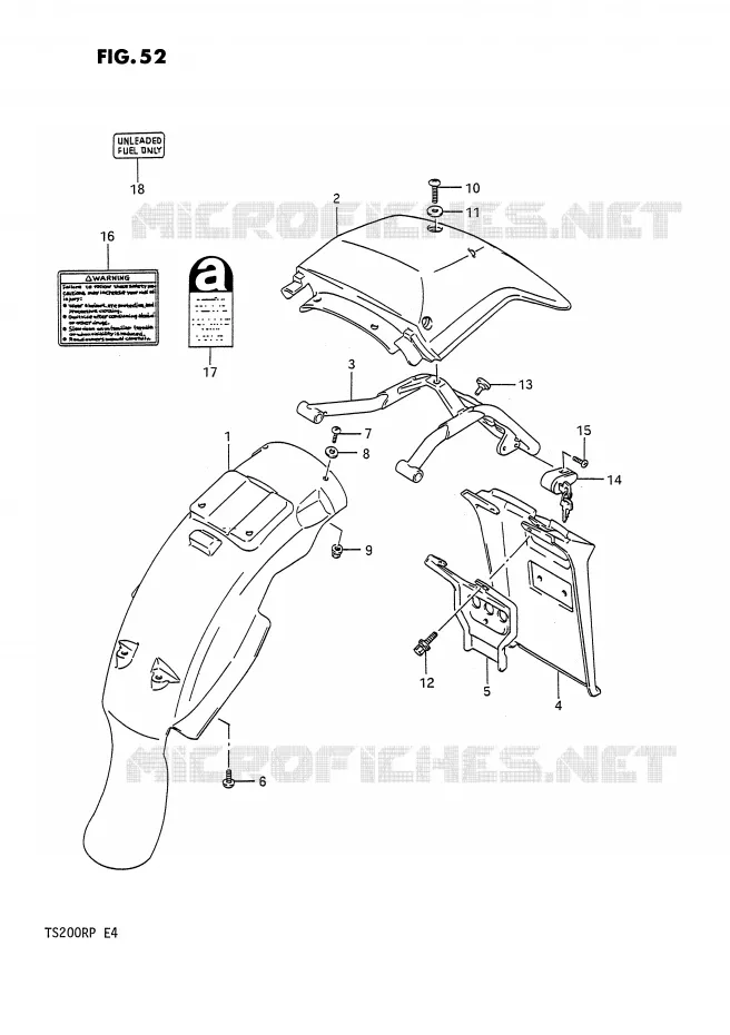 GARDE BOUE ARRIERE Suzuki MOTO 200 TS-R 1993  TS200RP(E4)