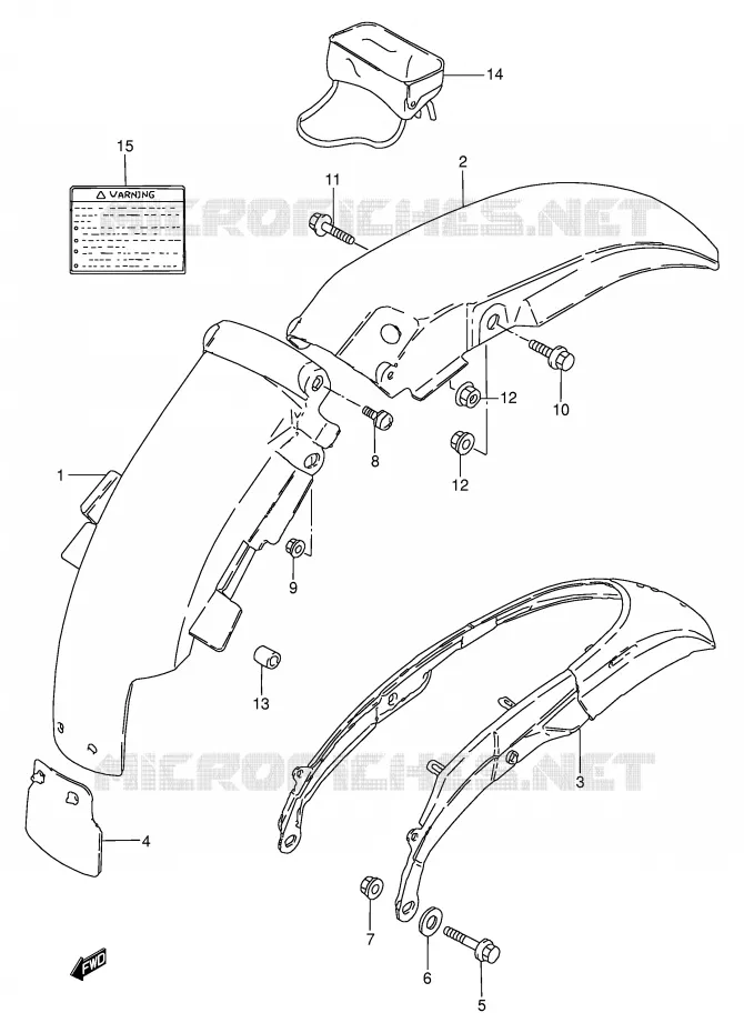GARDE BOUE ARRIERE Suzuki MOTO 50 TS-W 1984  TS50WE(E6)