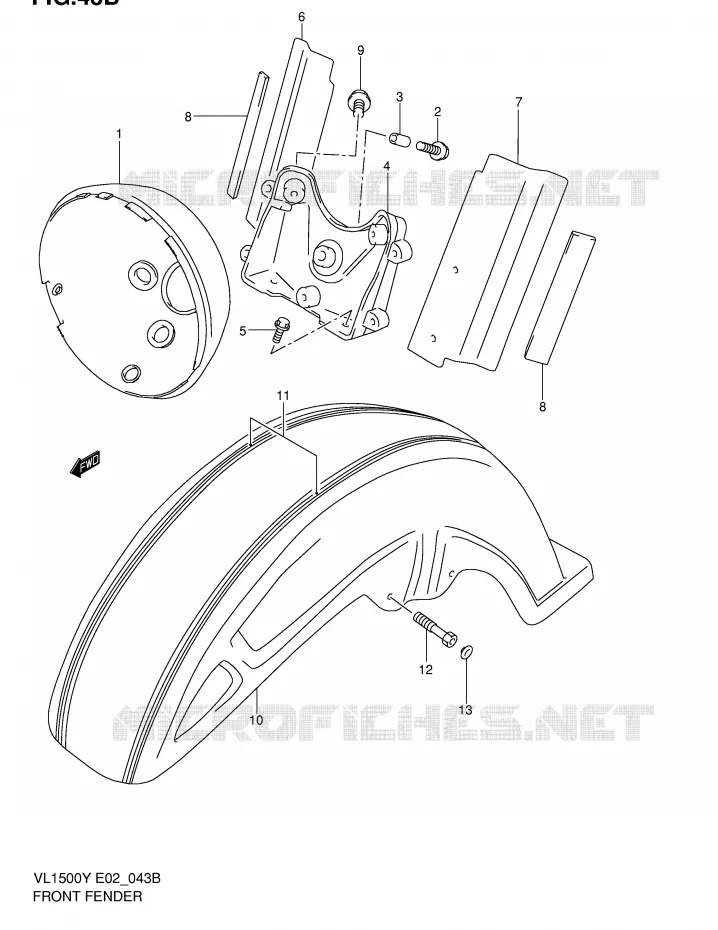 GARDE BOUE AVANT (MODELE K2) Suzuki MOTO 1500 INTRUDER 2001  VL1500K1(E2)