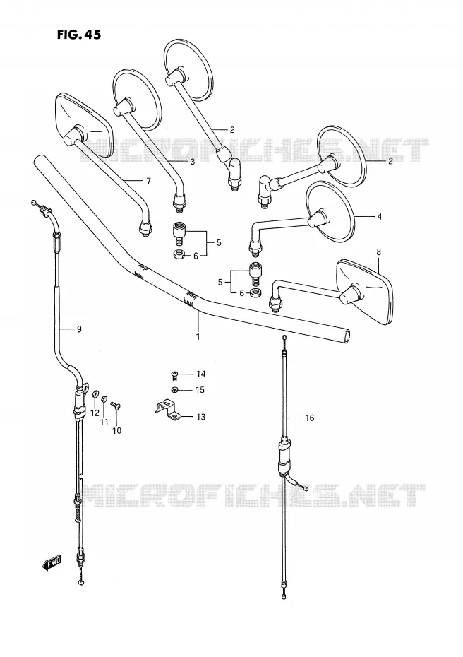 GUIDON (VS1400GLFH/GLFJ/GLFL/GLFM/GLFN/GLFP) Suzuki MOTO 1400 INTRUDER 1988  VS1400GLP J/VS1400GLF J (E01,E02,E04,E15,E16,E17,E18,E22,E25,E34,E39,E77)