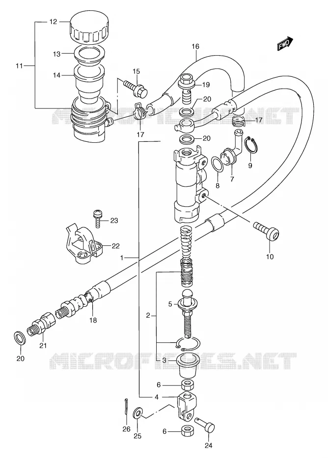 MAITRE CYLINDRE ARRIERE (MODELE K) Suzuki MOTO 125 TS-R 1993  TS125RP(E2)